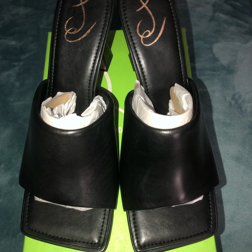 Sam Edelman Black Square Toe Slide Mules